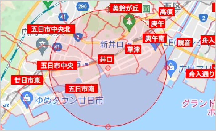 配布エリアの選択(円選択)